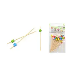 GENERICO - Set de 50 Palillos Decorativos de Bambú - Diseño Estrella - 12 cm