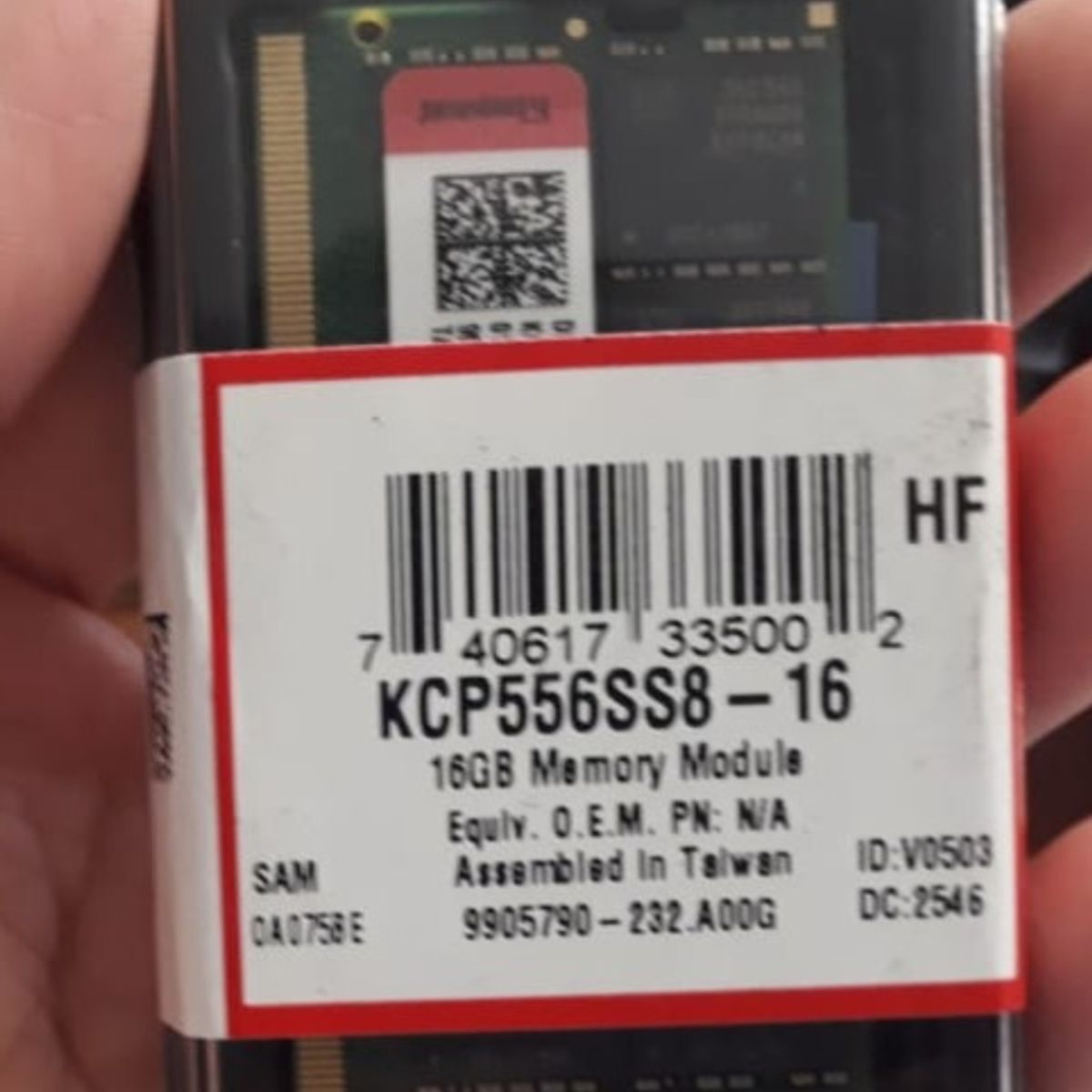 KINGSTON - MEMORIA RAM KINGSTON 16GB DDR5 5600MHZ SODIMM PARA NOTEBOOK