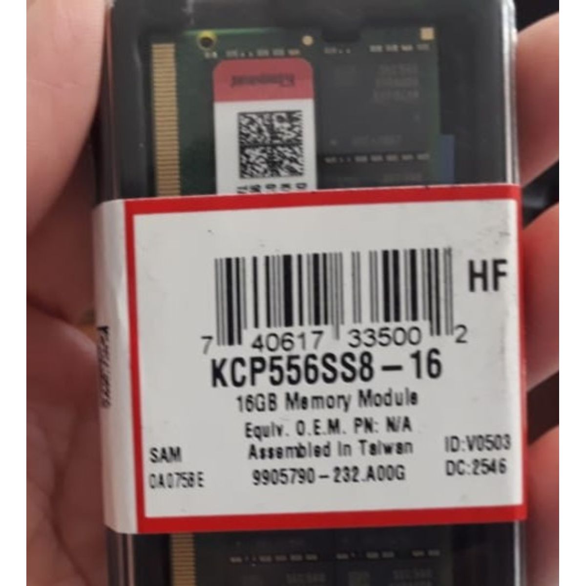 KINGSTON - MEMORIA RAM KINGSTON 16GB DDR5 5600MHZ SODIMM PARA NOTEBOOK