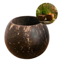 GENERICO - Pack 5 cuencos coco velas aromáticas decorativas beige