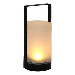 GENERICO - Fanal plástico con vela led 10x10x20,5 cm negro