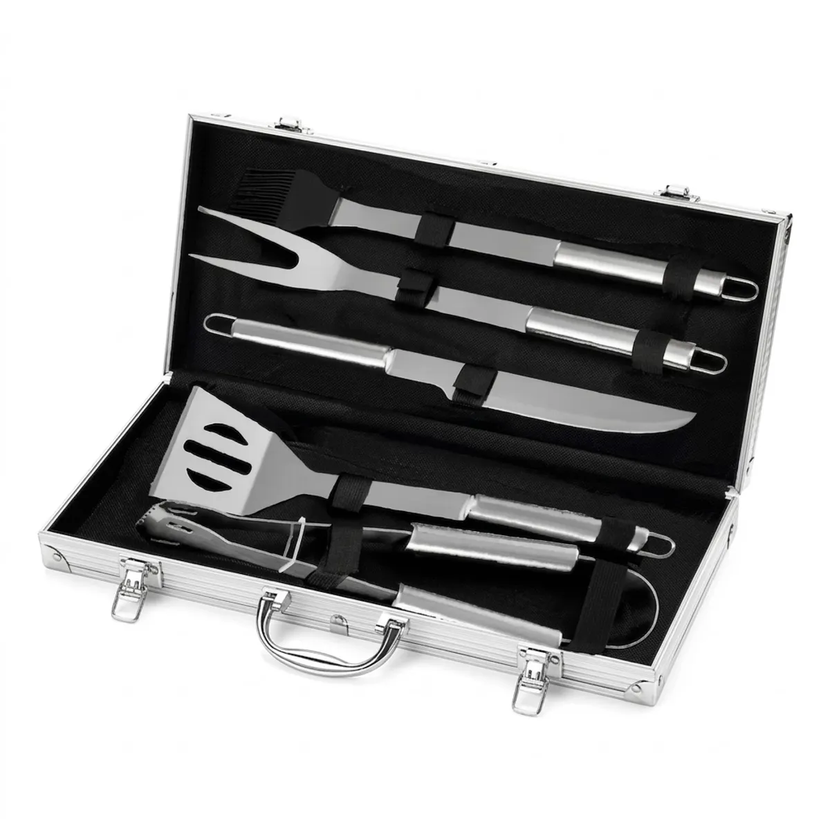 GENERICO - Set Parrillero Asado Barbacoa 5 piezas en Maleta Kit Parrilla