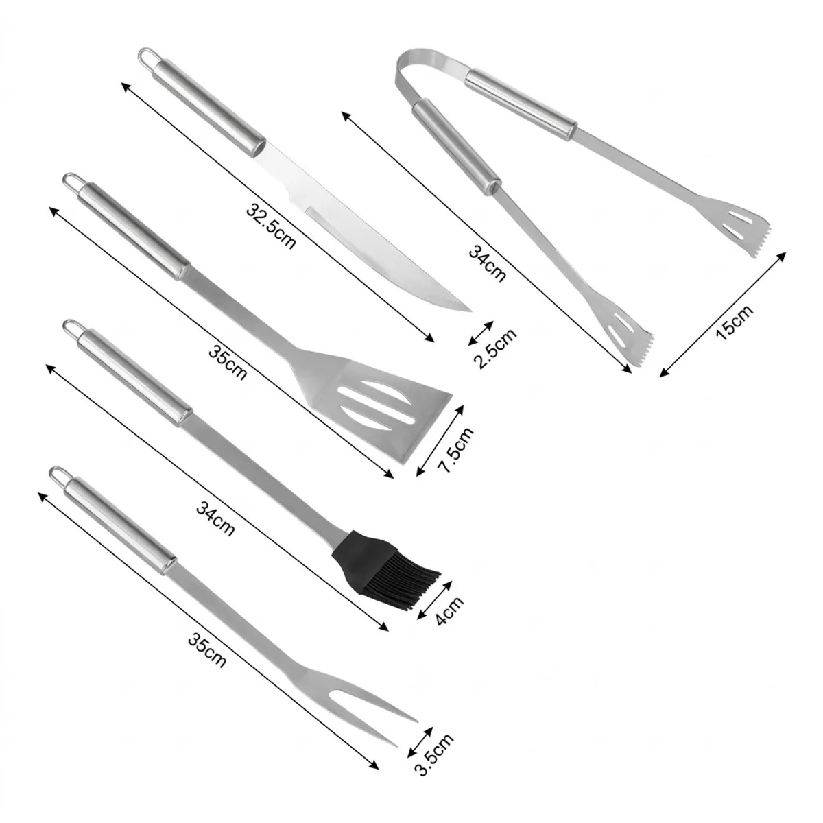 GENERICO - Set Parrillero Asado Barbacoa 5 piezas en Maleta Kit Parrilla