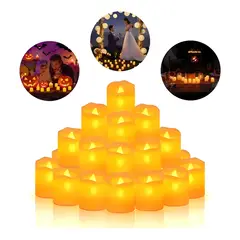 GENERICO - Velas led halloween pack 24 efecto llama dorado