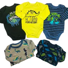 TEDMIMAK - Set 5 Bodys Manga Larga 3/6 Meses Dino Explorer