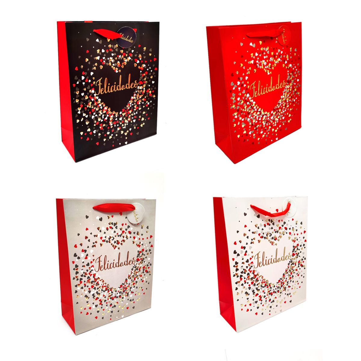 GENERICO - BOLSA DE REGALO FELICIDADES CORAZON 18X23 X12 UNI