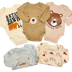 TEDMIMAK - Set 5 Bodys Manga Larga 36 Meses Snuggle Bear