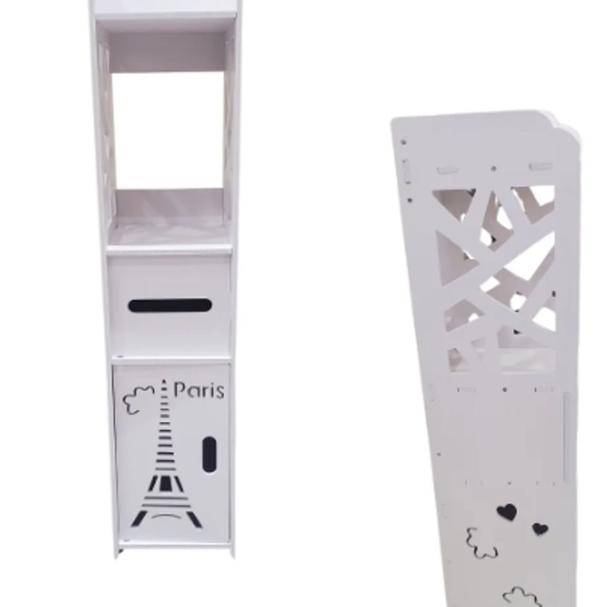 GENERICO - Mueble De Baño Organizador Paris Blanco Pvc Con Porta Papel Ahorra Espacio Moderno