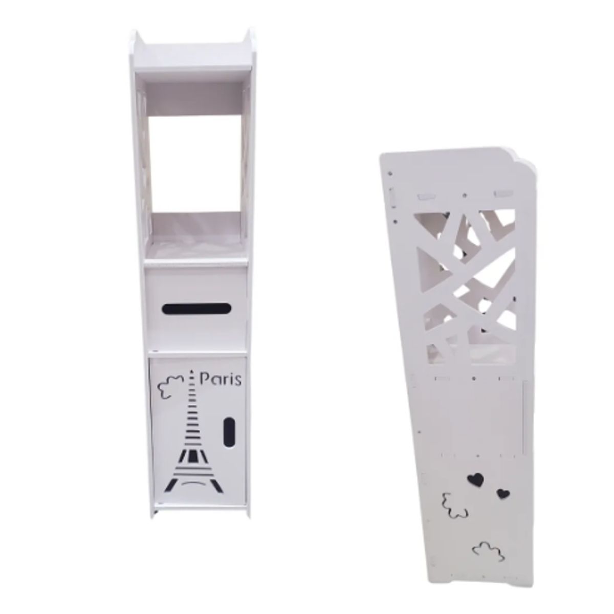 GENERICO - Mueble De Baño Organizador Paris Blanco Pvc Con Porta Papel Ahorra Espacio Moderno