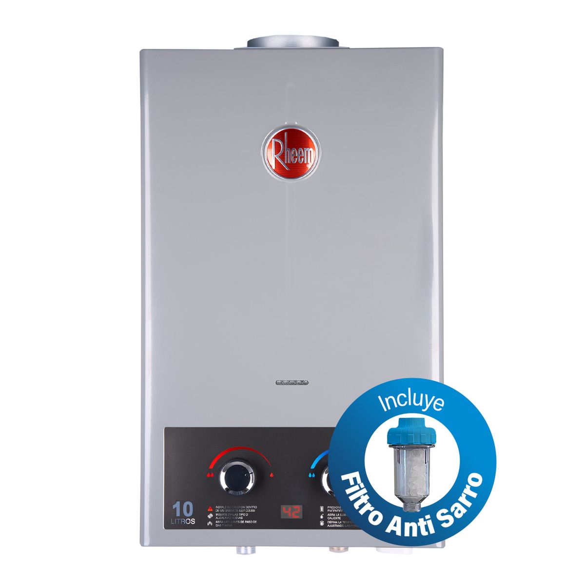 RHEEM - Calefont 10 litros Gas Natural Tiro Natural Rheem