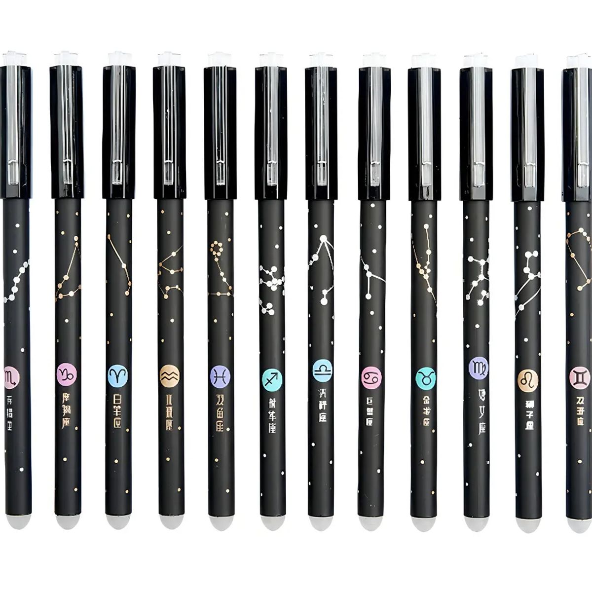 GENERICO - Set Lápices Gel Borrable 0.5mm Negro 12 Unidades Tinta Gel Constelaciones