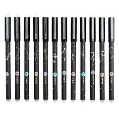 GENERICO - Set Lápices Gel Borrable 0.5mm Negro 12 Unidades Tinta Gel Constelaciones