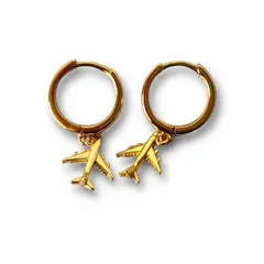 GOIA - Aros Argolla Avión Colgante Gold