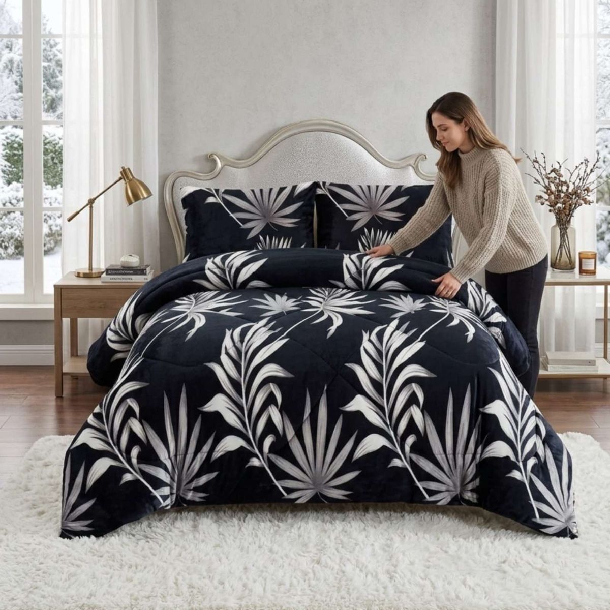 GENERICO - Cubrecama Plush 2 Plazas con Chiporro Térmico Extra Suave Invierno
