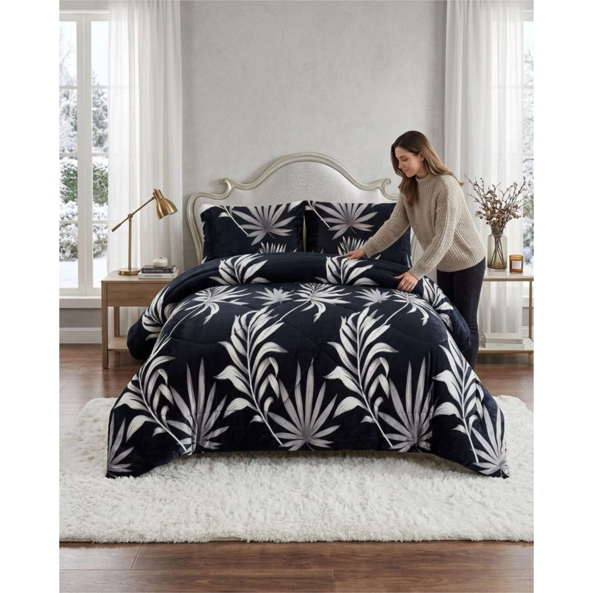 GENERICO - Cubrecama Plush 2 Plazas con Chiporro Térmico Extra Suave Invierno
