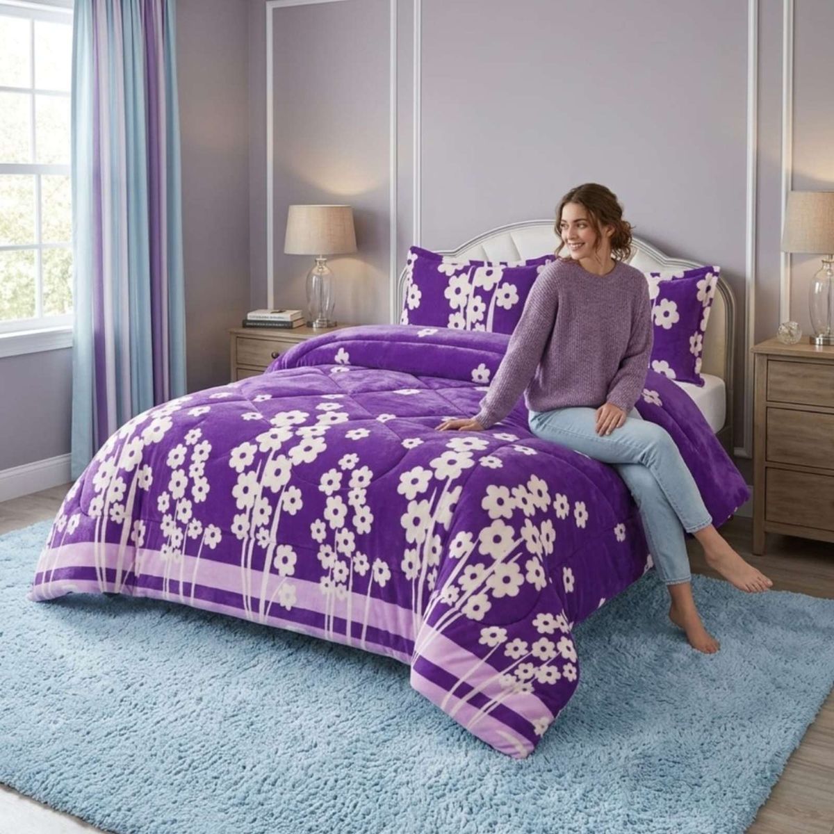GENERICO - Cubrecama Plush 2 Plazas con Chiporro Térmico Extra Suave Invierno