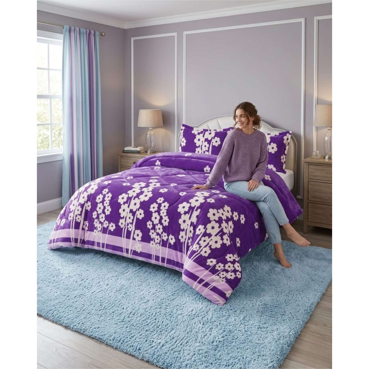 GENERICO - Cubrecama Plush 2 Plazas con Chiporro Térmico Extra Suave Invierno