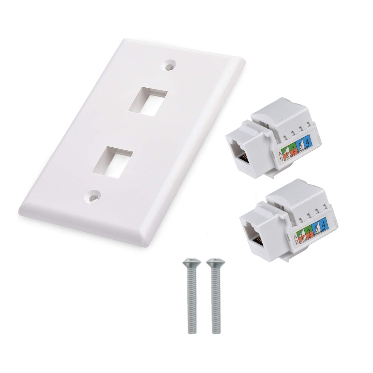 GENERICO - 2 Módulos Rj45 Cat6 De Red Jack Keystone Con Tapa Muro Doble