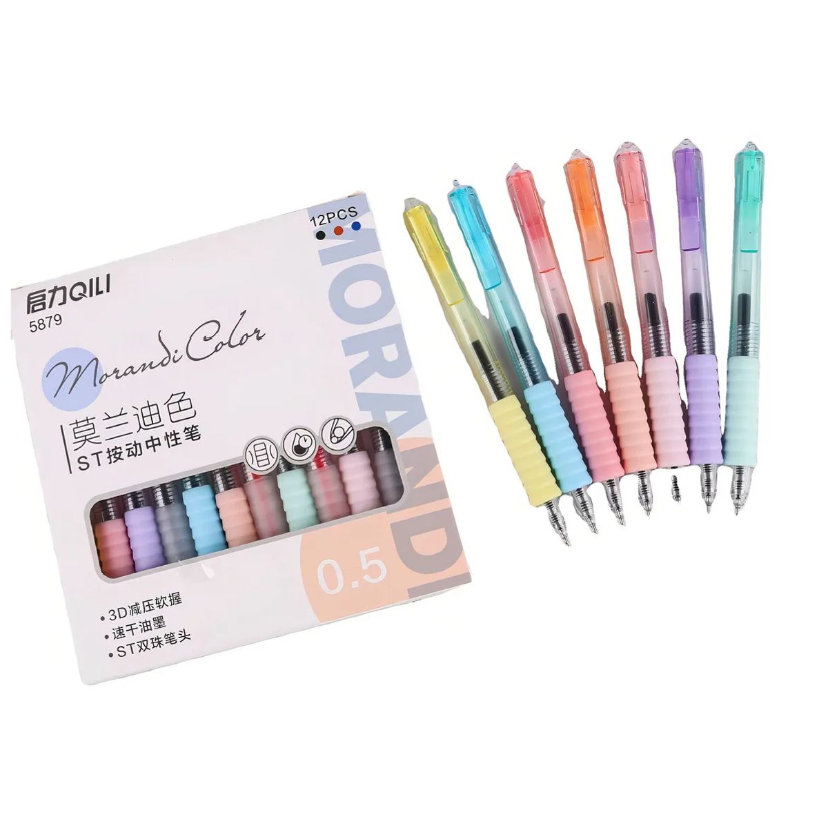 GENERICO - 12 Lápices Tinta Gel Morandi Tonos Pastel Punta 0,5 Mm