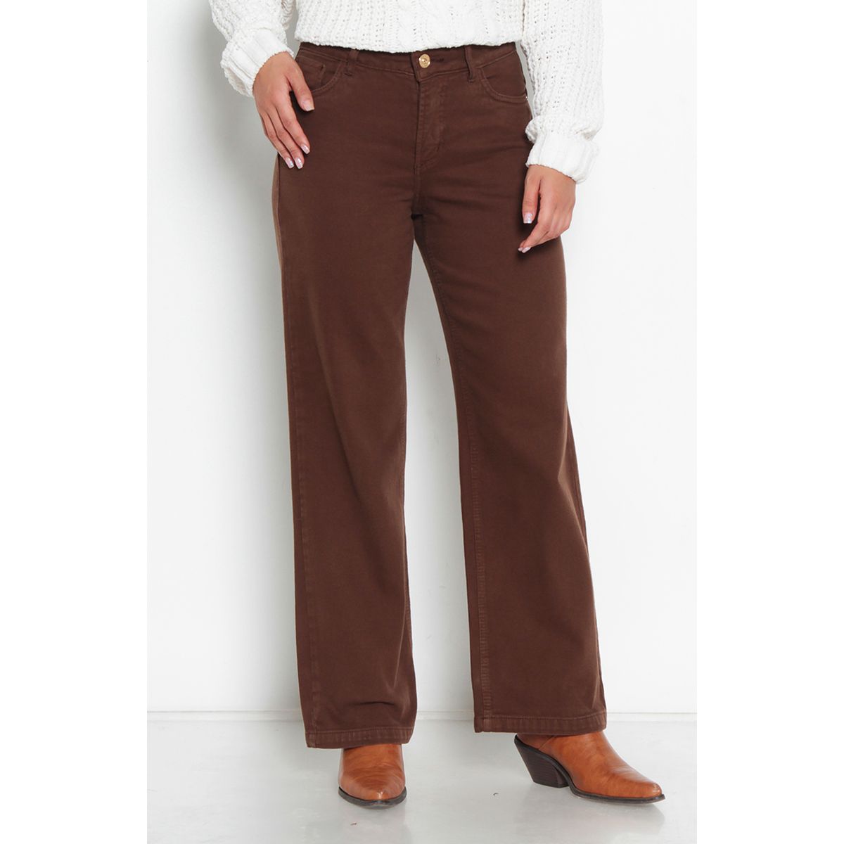 WADOS - JEANS MUJER RECTO TIRO ALTO  PRETINA BASICA UN BOTON