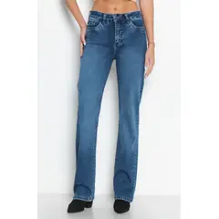 WADOS - JEANS MUJER BASICO RECTO TIRO ALTO PRETINA UN BOTON