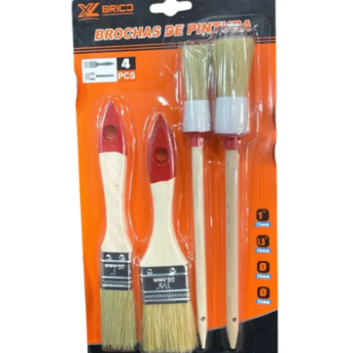 GENERICO - Set De 4 Brochas Para Pintar Paletinas Y Redondas