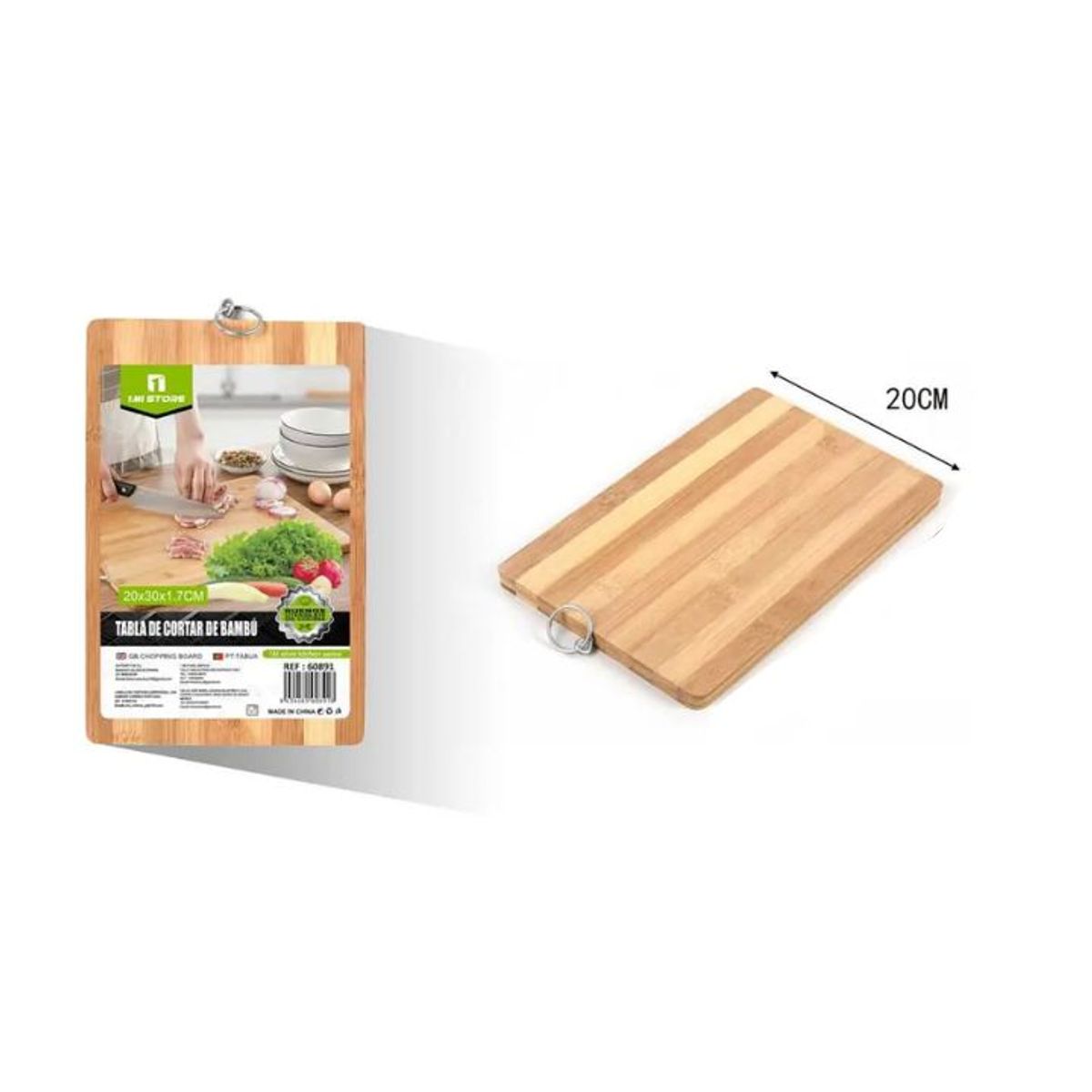 GENERICO - Tabla De Cortar De Bambú Natural 20x30 cm