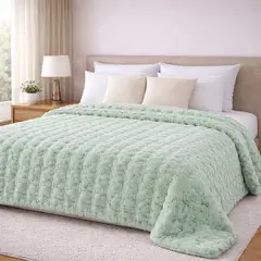 GARSIL - Manta Piel Conejo Lujoso King 240x260 cm