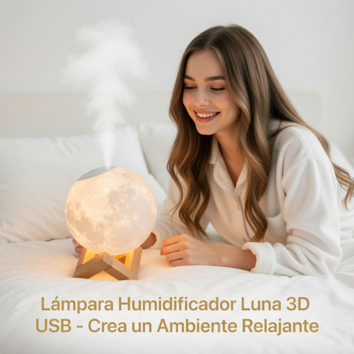 MOVI - Humidificador con Forma de Luna 3D USB - Luz Nocturna LED con Niebla Fría Aromaterapia