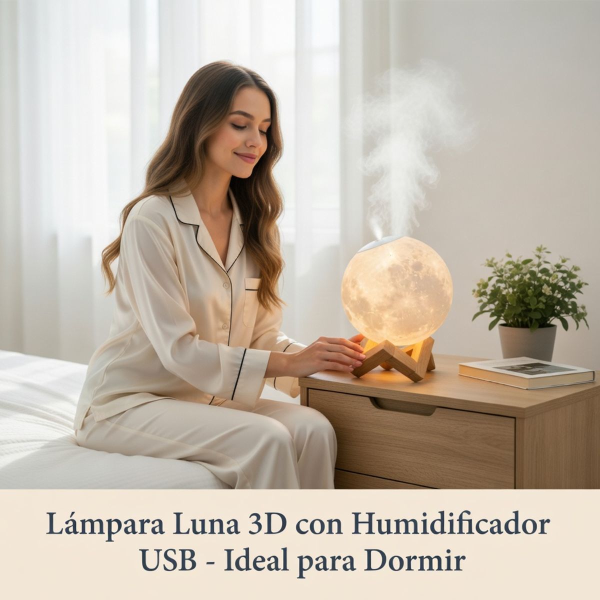 MOVI - Humidificador con Forma de Luna 3D USB - Luz Nocturna LED con Niebla Fría Aromaterapia