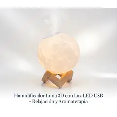MOVI - Lámpara Humidificador con Forma de Luna 3D USB - Luz Nocturna LED con Niebla Fría Aromaterapia