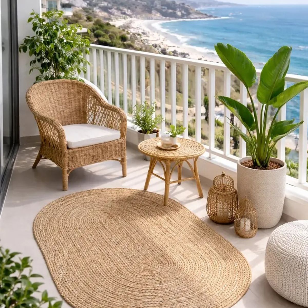 GENERICO - Alfombra Yute Natural 80x120 Cm Decorativa Terraza Balcón