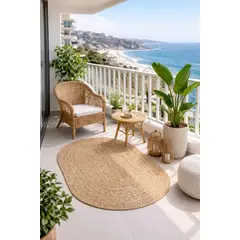 GENERICO - Alfombra Yute Natural 80x120 Cm Decorativa Terraza Balcón