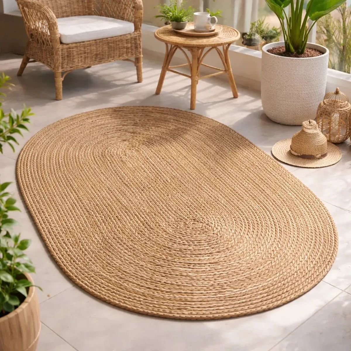 GENERICO - Alfombra Yute Natural 80x120 Cm Decorativa Terraza Balcón