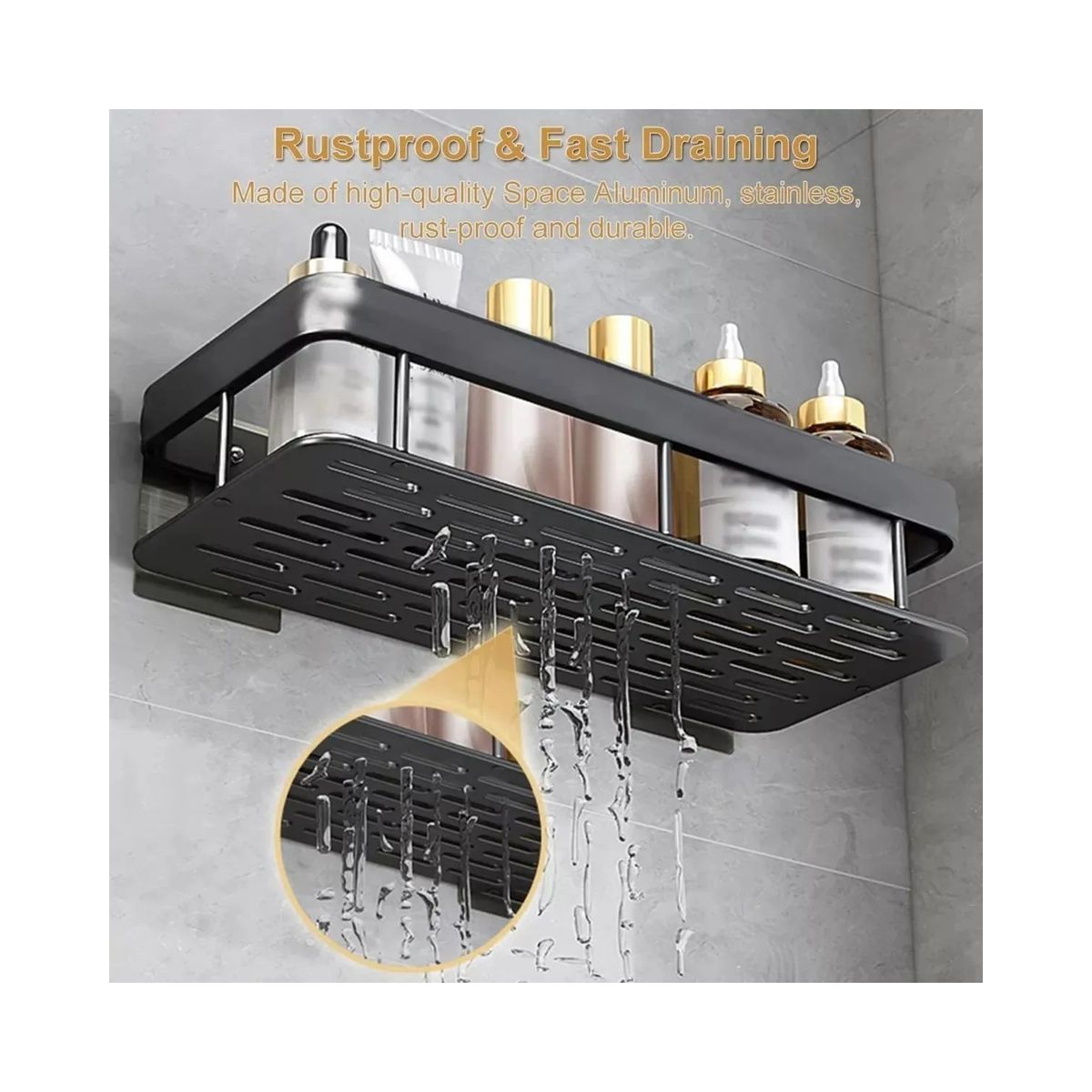 GENERICO - Organizador de Ducha de Aluminio Negro setX2 Labg