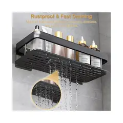 GENERICO - Organizador de Ducha de Aluminio Negro setX2 Labg