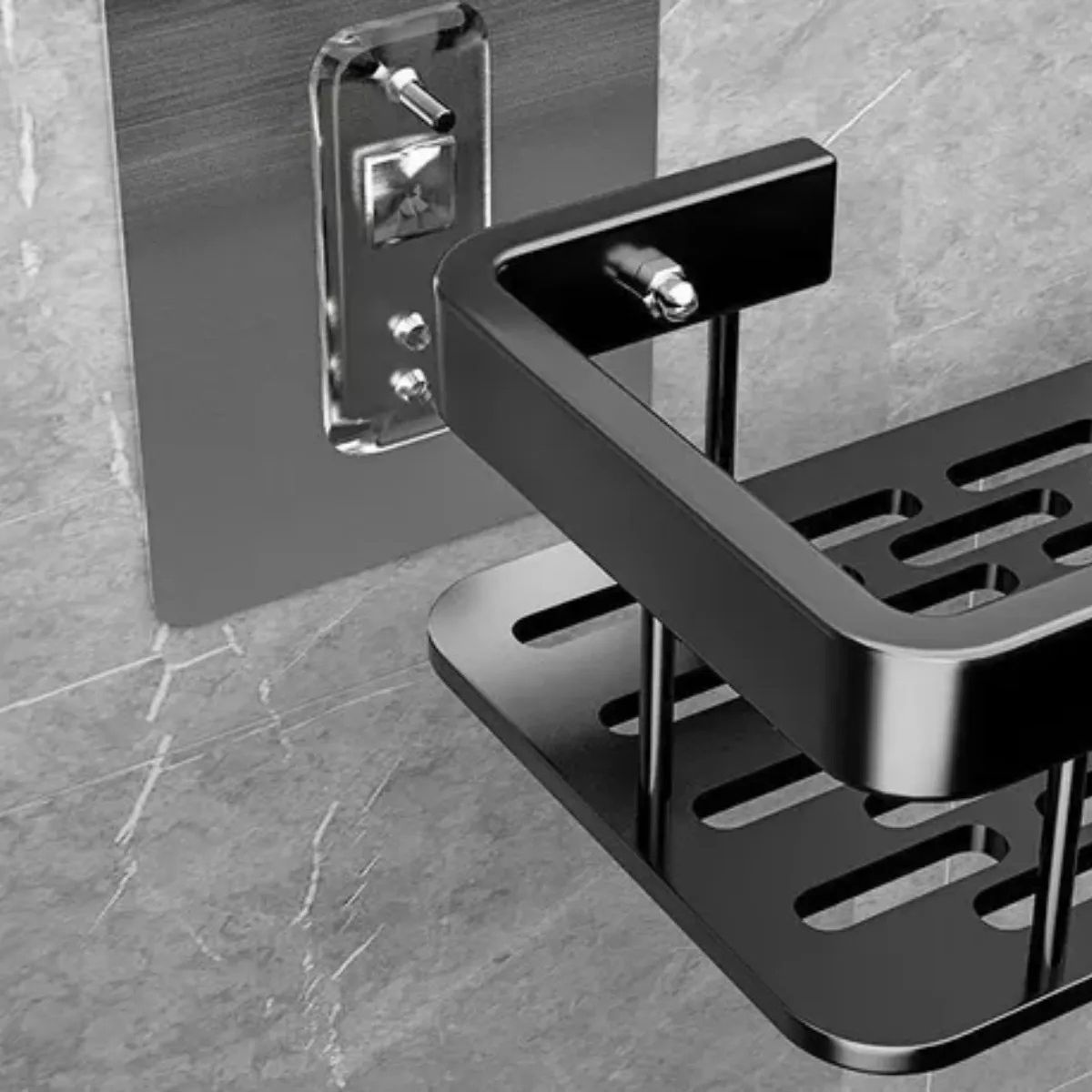 GENERICO - Organizador de Ducha de Aluminio Negro setX2 Labg