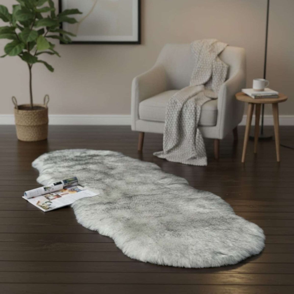 GENERICO - Bajada de Cama Pelo de Oveja Sintetico Ultra Soft