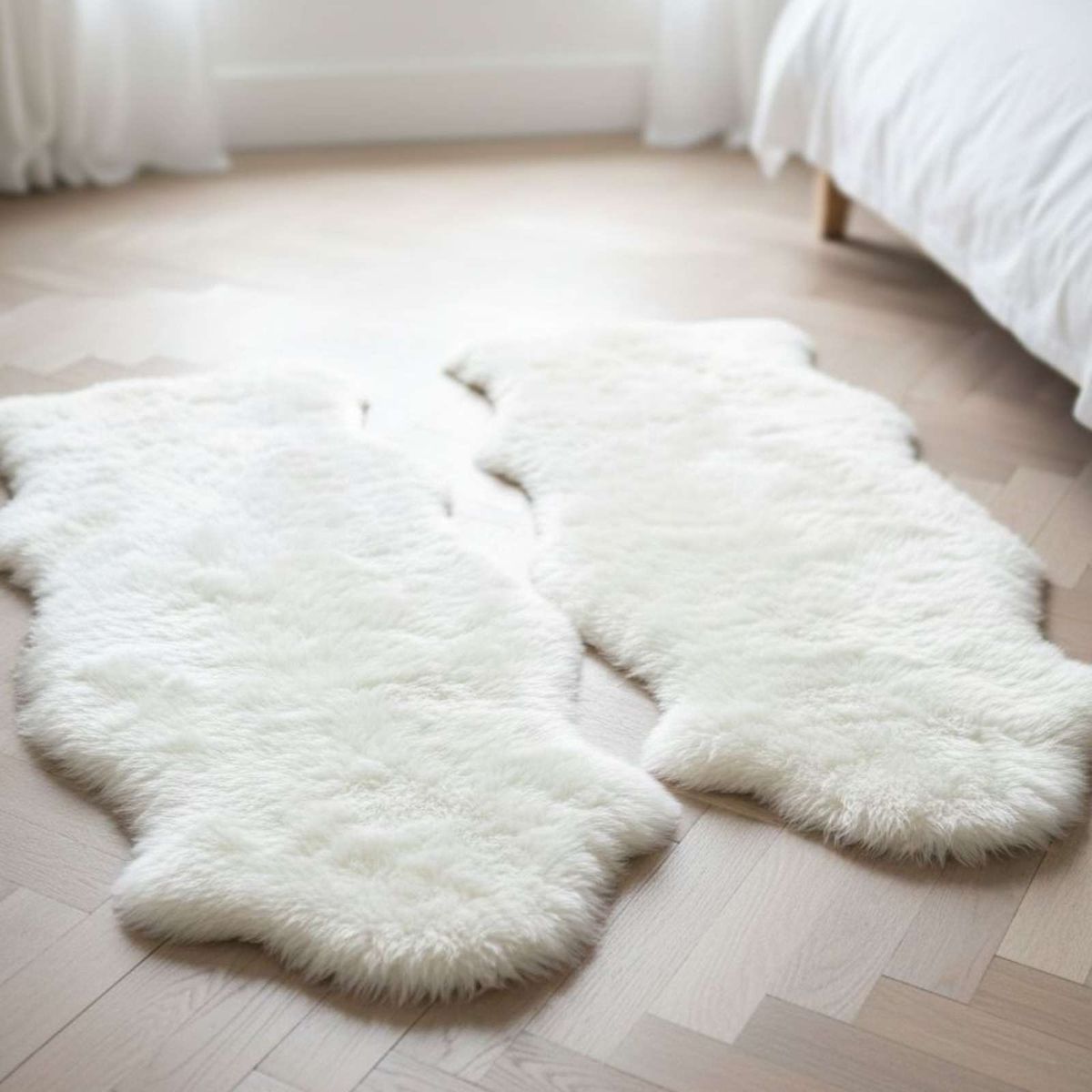 GENERICO - Juego de 2 Bajada de Cama Pelo de Oveja Sintetico Ultra Soft