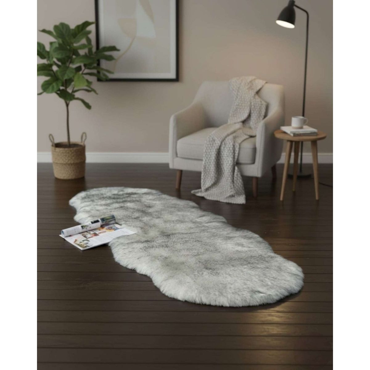 GENERICO - Juego de 2 Bajada de Cama Pelo de Oveja Sintetico Ultra Soft