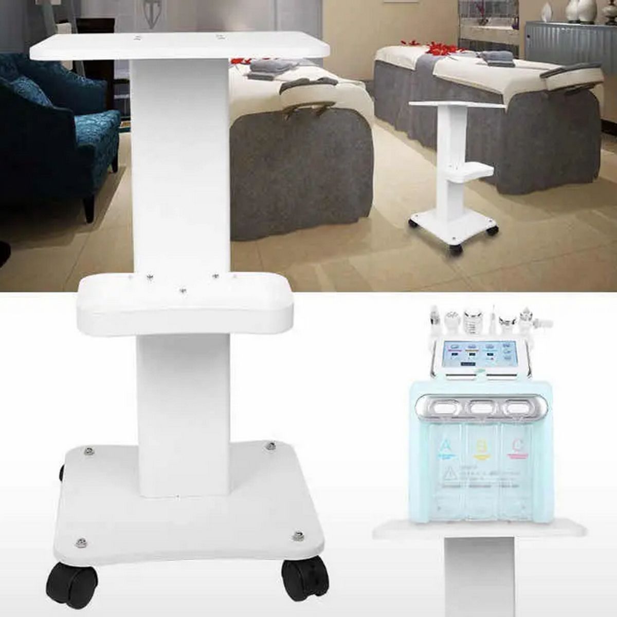 GENERICO - Carro Multifuncional Carrito Para Equipos Medicos Blanco