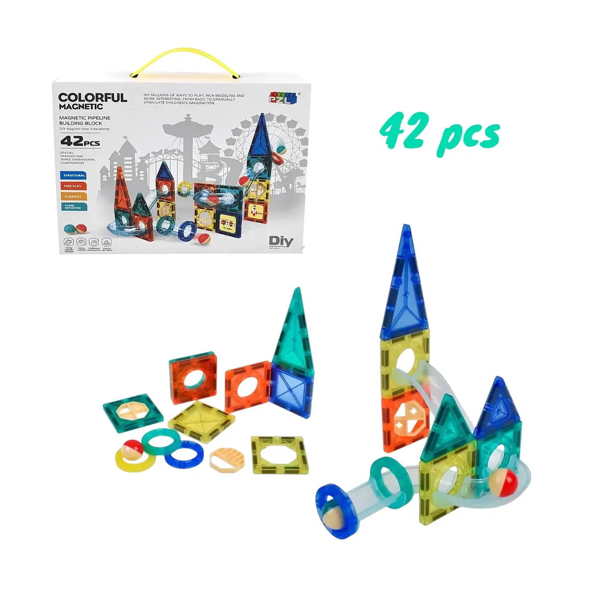 GENERICO - Set De Bloques Magnéticos 42 Piezas Juguete Educativo