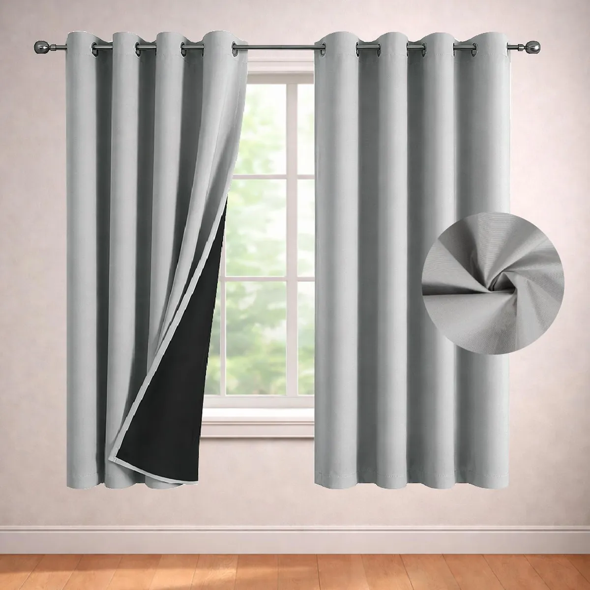 CASATUA - Cortina Blackout 100% Casatua Set 2 Paños 160x135cm Engomada - Gris