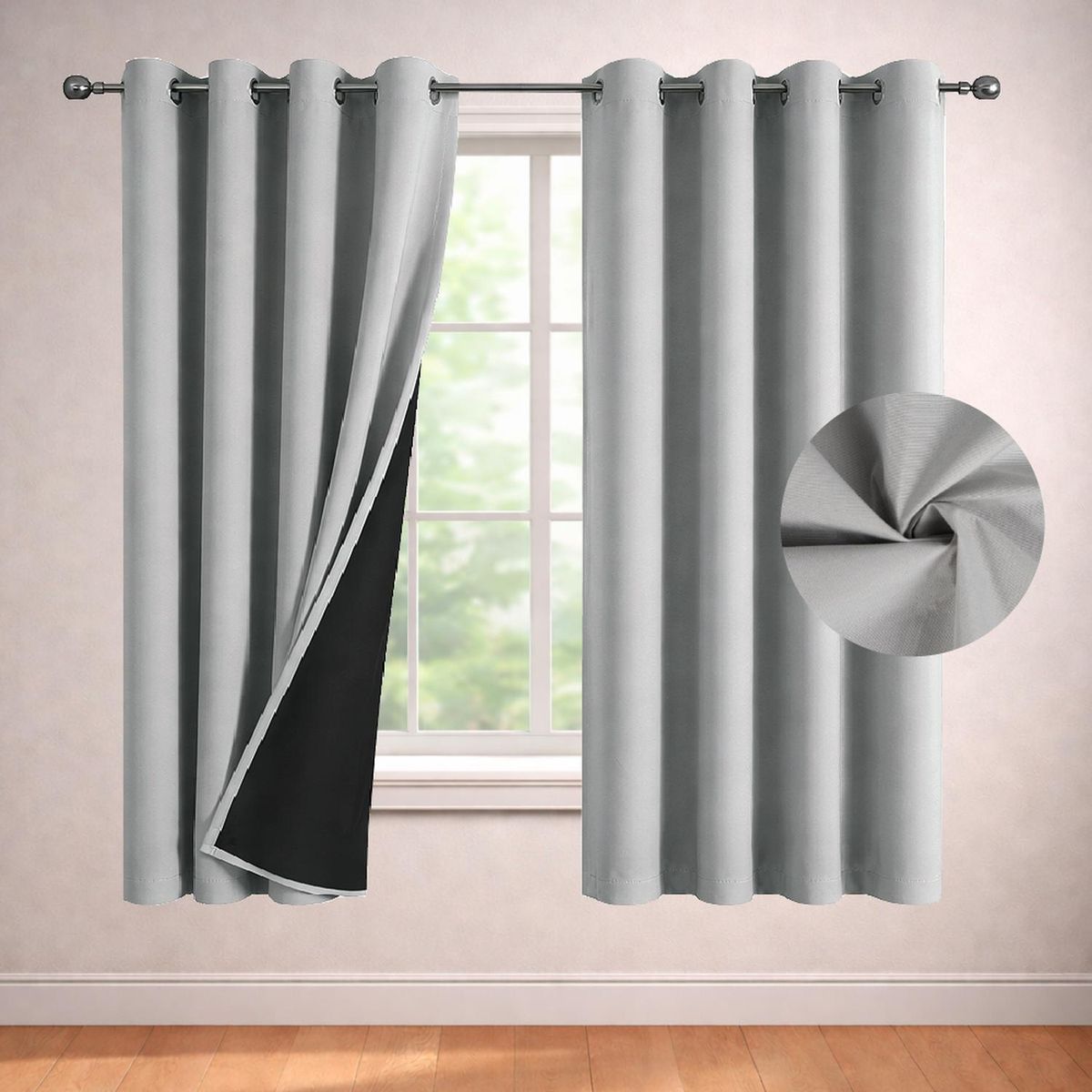 CASATUA - Cortina Blackout 100% Casatua Set 2 Paños 160x135cm Engomada - Gris