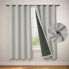 CASATUA - Cortina Blackout 100% Set 2 Paños 160x135cm Engomada - Crema