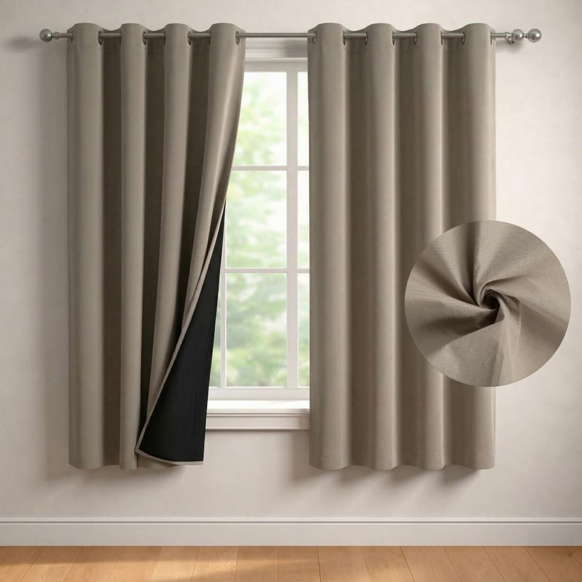 CASATUA - Cortina Blackout 100% Casatua Set 2 Paños 160x135cm Engomada - Beige