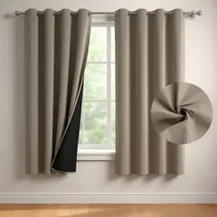 CASATUA - Cortina Blackout 100% Set 2 Paños 160x135cm Engomada - Beige