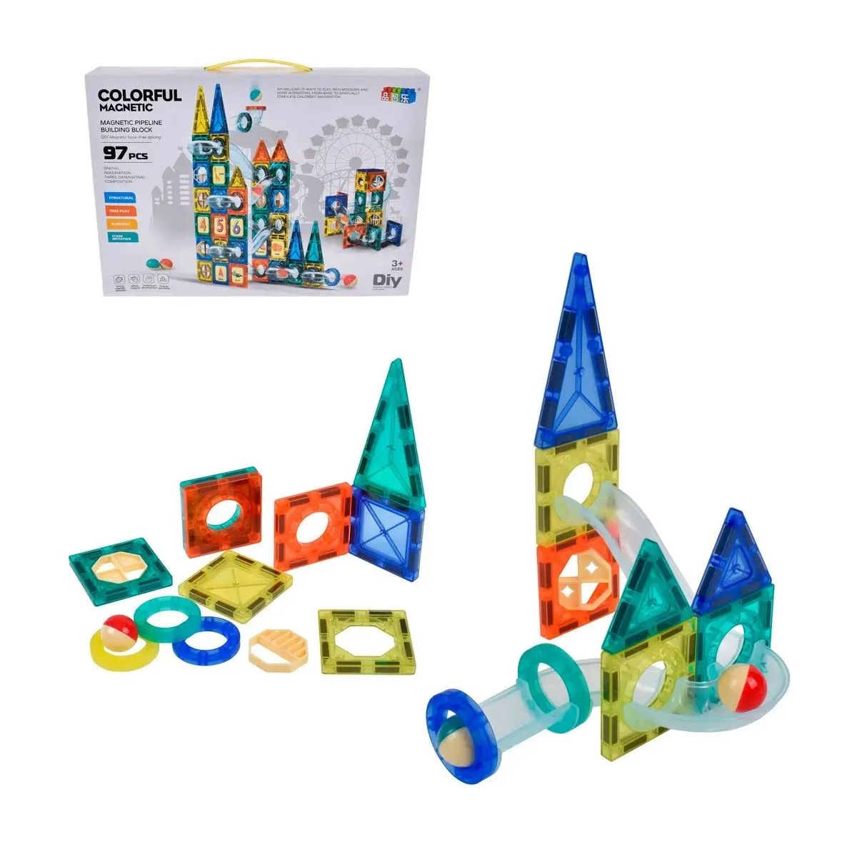 COLORFUL - Bloques Magnéticos 97 Piezas