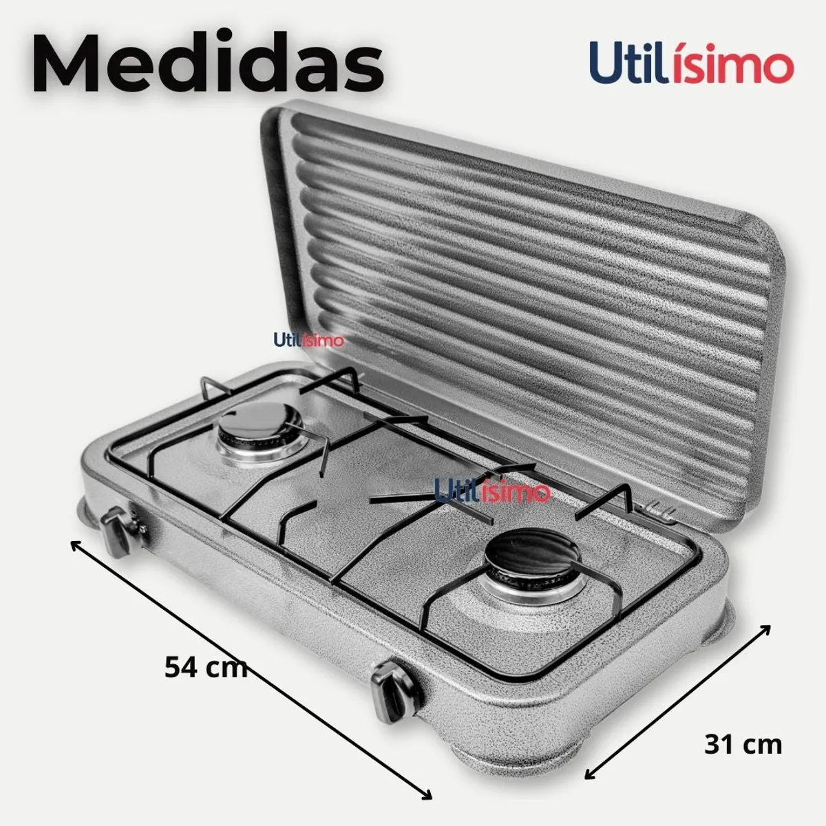 LINE - Cocina Encimera A Gas Licuado 2 Platos Cocinilla Gris