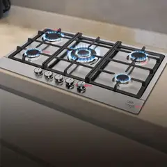 LINE - Encimera Gas Licuado 5 Platos Acero Inox con Chispero